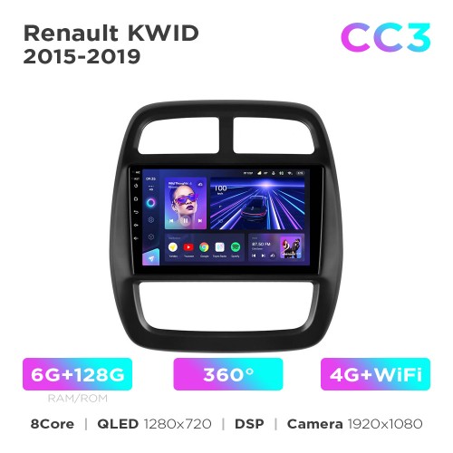 Штатная магнитола Teyes CC3 6+128 Gb 360° Renault KWID 2015-2019 9