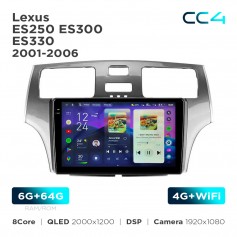 Штатная магнитола Teyes CC4 2k 6+64 Gb Lexus ES250 ES300 ES330 2001-2006 9"