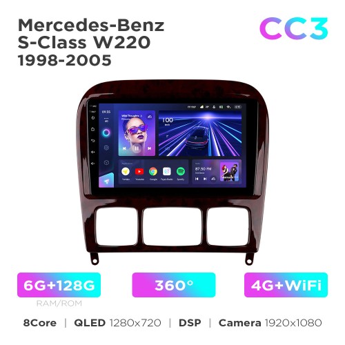 Штатна магнітола Teyes CC3 6+128 Gb 360° Mercedes-Benz S-Class W220 1998-2005 9