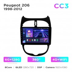 Штатна магнітола Teyes CC3 6+128 Gb 360° Peugeot 206 1998-2012 9