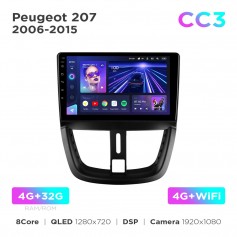 Штатна магнітола Teyes CC3 4+32 Gb Peugeot 207 2006-2015 9"