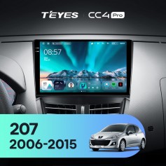 Штатная магнитола Teyes CC4 Pro 2k 12+256 Gb Peugeot 207 2006-2015 9"