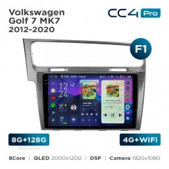 Штатная магнитола Teyes CC4 Pro 2k 8+128 Gb Volkswagen Golf 7 MK7 2012-2020 (F1) 10"
