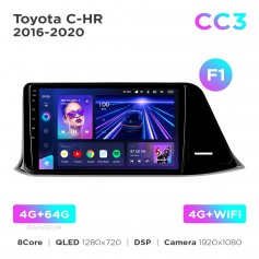 Штатная магнитола Teyes CC3 4+64 Gb Toyota C-HR (1 Din) 2016-2020 (F1) 9"