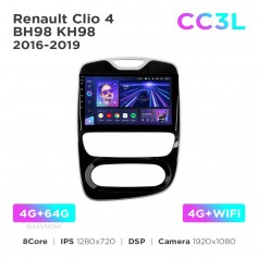 Штатная магнитола Teyes CC3L 4+64 Gb Renault Clio 4 BH98 KH98 2016-2019 10"