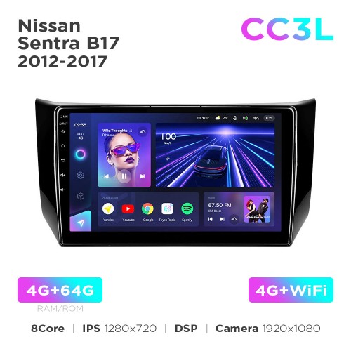 Штатна магнітола Teyes CC3L 4+64 Gb Nissan Sentra B17 2012-2017 10"