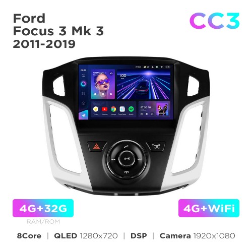 Штатна магнітола Teyes CC3 4+32 Gb Ford Focus 3 Mk3 2011-2019 9"