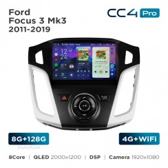 Штатна магнітола Teyes CC4 Pro 2k 8+128 Gb Ford Focus 3 Mk3 2011-2019 9"