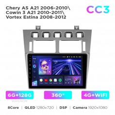 Штатна магнітола Teyes CC3 6+128 Gb 360° Chery Fora A5 A21 2006-2010 / Cowin 3 A21 2010-2011 / Vortex Estina 2008-2012 9"