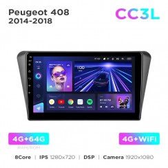 Штатна магнітола Teyes CC3L 4+64 Gb Peugeot 408 2014-2018 10"
