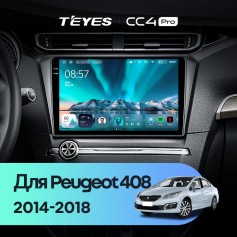 Штатная магнитола Teyes CC4 Pro 2k 8+128 Gb Peugeot 408 2014-2018 10"