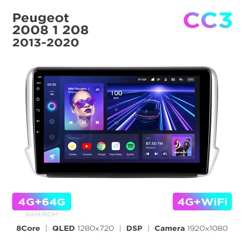 Штатна магнітола Teyes CC3 4+64 Gb Peugeot 2008 1 208 (1 Din) 2013-2020 10