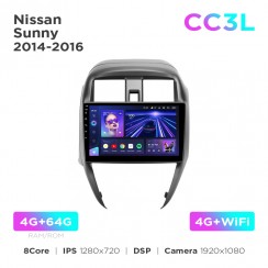 Штатная магнитола Teyes CC3L 4+64 Gb Nissan Sunny 2014-2016 10"