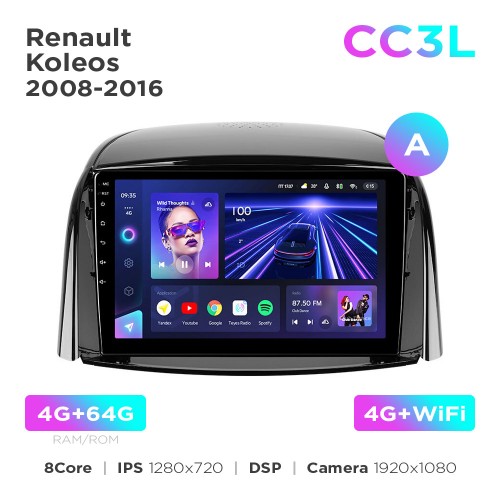 Штатна магнітола Teyes CC3L 4+64 Gb Renault Koleos 2008-2016 (A) 9"