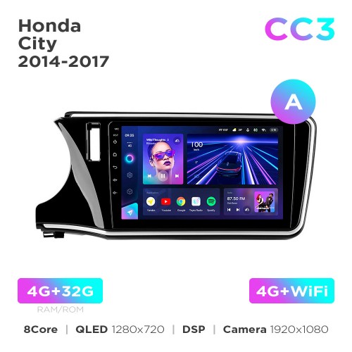 Штатна магнітола Teyes CC3 4+32 Gb Honda City 2014-2017 (A) 10"