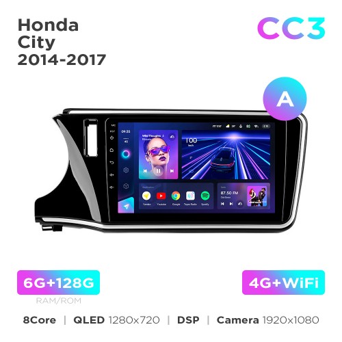 Штатна магнітола Teyes CC3 6+128 Gb Honda City 2014-2017 (A) 10"