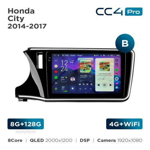 Штатна магнітола Teyes CC4 Pro 2k 8+128 Gb Honda City 2014-2017 (B) 10"