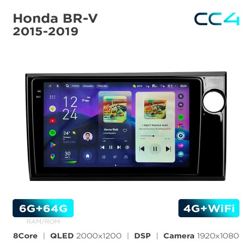 Штатная магнитола Teyes CC4 2k 6+64 Gb Honda BR-V 2015-2019 9"