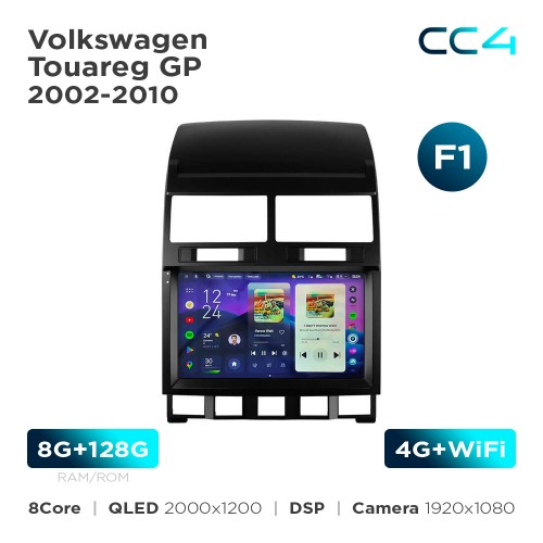 Штатная магнитола Teyes CC4 2k 8+128 Gb Volkswagen Touareg GP 2002-2010 (F1) 9"