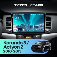 Штатна магнітола Teyes CC4 Pro 2k 12+256 Gb SsangYong Korando 3 / Actyon 2 2010-2013 9"