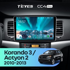 Штатна магнітола Teyes CC4 Pro 2k 12+256 Gb SsangYong Korando 3 / Actyon 2 2010-2013 9"
