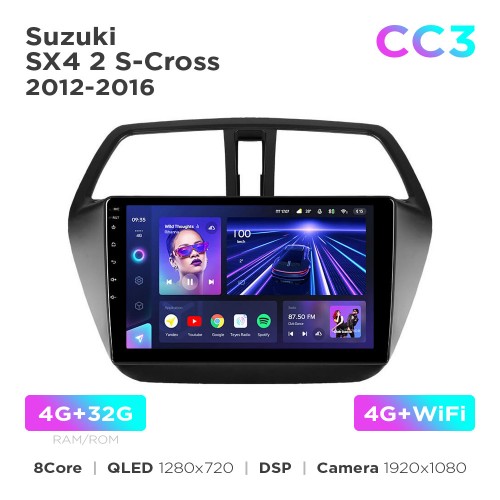 Штатна магнітола Teyes CC3 4+32 Gb Suzuki SX4 2 S-Cross 2012-2016 9"