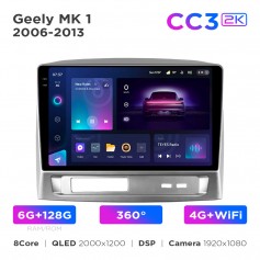 Штатна магнітола Teyes CC3 2k 6+128 Gb 360° Geely MK 1 2006-2013 9"