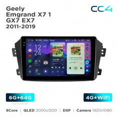 Штатная магнитола Teyes CC4 2k 6+64 Gb Geely Emgrand X7 1 GX7 EX7 2011-2019 9"