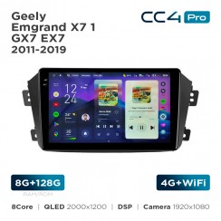 Штатная магнитола Teyes CC4 Pro 2k 8+128 Gb Geely Emgrand X7 1 GX7 EX7 2011-2019 9"