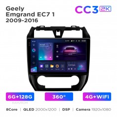 Штатна магнітола Teyes CC3 2k 6+128 Gb 360° Geely Emgrand EC7 1 2009-2016 10"