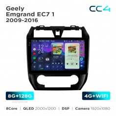 Штатная магнитола Teyes CC4 2k 8+128 Gb Geely Emgrand EC7 1 2009-2016 10"