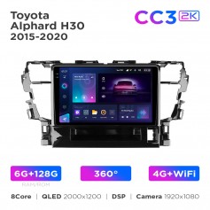 Штатна магнітола Teyes CC3 2k 6+128 Gb 360° Toyota Alphard H30 2015-2020 10"