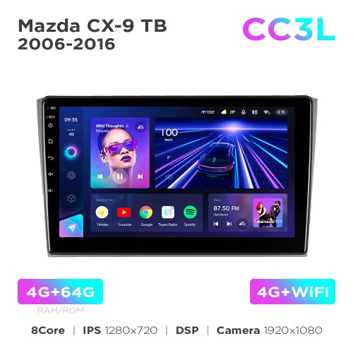 Штатная магнитола Teyes CC3L 4+64 Gb Mazda CX-9 TB 2006-2016 10"