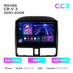 Штатная магнитола Teyes CC3 6+128 Gb 360° Honda CR-V 2 2001-2006 9"