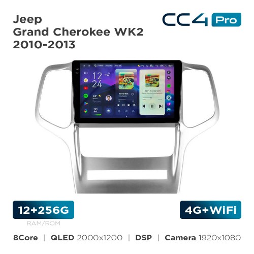 Штатна магнітола Teyes CC4 Pro 2k 12+256 Gb Jeep Grand Cherokee WK2 2010-2013 9"