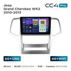 Штатная магнитола Teyes CC4 Pro 2k 8+128 Gb Jeep Grand Cherokee WK2 2010-2013 9"