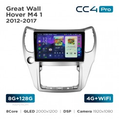 Штатная магнитола Teyes CC4 Pro 2k 8+128 Gb Great Wall Hover M4 1 2012-2017 10"