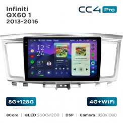 Штатная магнитола Teyes CC4 Pro 2k 8+128 Gb Infiniti QX60 1 2013-2016 9"
