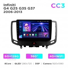 Штатна магнітола Teyes CC3 6+128 Gb 360° Infiniti G4 G25 G35 G37 2006-2013 9"