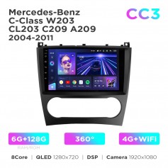 Штатна магнітола Teyes CC3 6+128 Gb 360° Mercedes-Benz C-Class W203 CL203 C209 A209 2004-2011 9