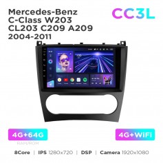 Штатная магнитола Teyes CC3L 4+64 Gb Mercedes-Benz C-Class W203 CL203 C209 A209 2004-2011 9"