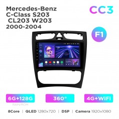 Штатна магнітола Teyes CC3 6+128 Gb 360° Mercedes-Benz C-Class S203 CL203 W203 2000-2004 (F1) 9