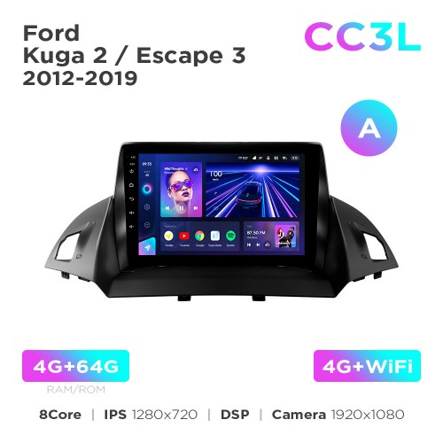 Штатная магнитола Teyes CC3L 4+64 Gb Ford Kuga 2 / Escape 3 2012-2019 (A) 9"