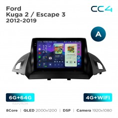 Штатная магнитола Teyes CC4 2k 6+64 Gb Ford Kuga 2 / Escape 3 2012-2019 (A) 9"