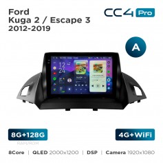 Штатная магнитола Teyes CC4 Pro 2k 8+128 Gb Ford Kuga 2 / Escape 3 2012-2019 (A) 9"