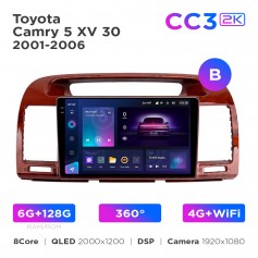 Штатна магнітола Teyes CC3 2k 6+128 Gb 360° Toyota Camry 5 XV 30 2001-2006 (B) 9"