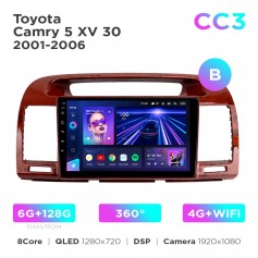 Штатная магнитола Teyes CC3 6+128 Gb 360° Toyota Camry 5 XV 30 2001-2006 (B) 9"