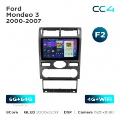 Штатная магнитола Teyes CC4 2k 6+64 Gb Ford Mondeo 3 2000-2007 (F2) 9"