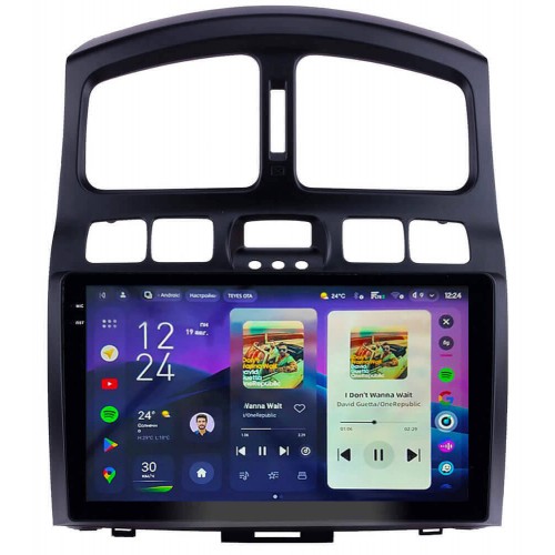 Штатна магнітола Teyes CC4 2k 8+128 Gb Hyundai Santa Fe SM 2000-2012 / JAC S1 (Rein) 1 2007-2013 9"