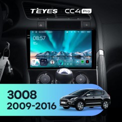 Штатна магнітола Teyes CC4 Pro 2k 8+128 Gb Peugeot 3008 1 2009-2016 (F1) 9"